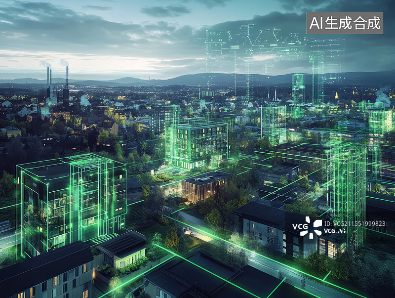 【AI数字艺术】城市建筑管网，管线分布图图片素材