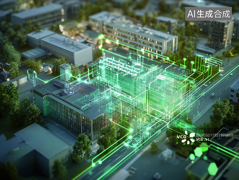 【AI数字艺术】城市建筑管网，管线分布图图片素材