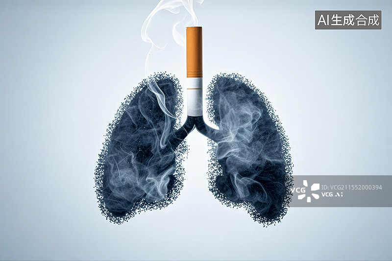 【AI数字艺术】一支点燃的香烟与人体肺部器官图片图片素材