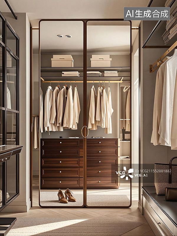 【AI数字艺术】豪宅衣帽间背景图片素材