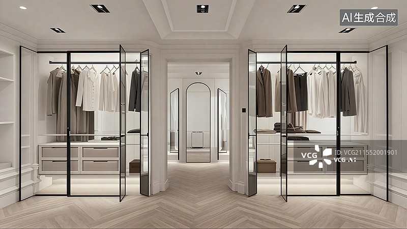 【AI数字艺术】豪宅衣帽间背景图片素材