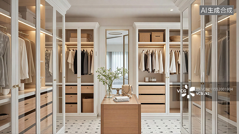 【AI数字艺术】豪宅衣帽间背景图片素材
