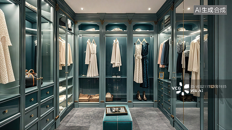 【AI数字艺术】豪宅衣帽间背景图片素材