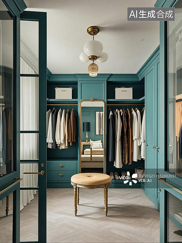 【AI数字艺术】豪宅衣帽间背景图片素材