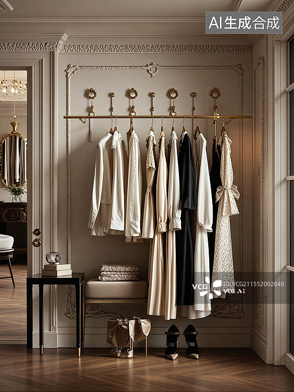 【AI数字艺术】豪宅衣帽间背景图片素材