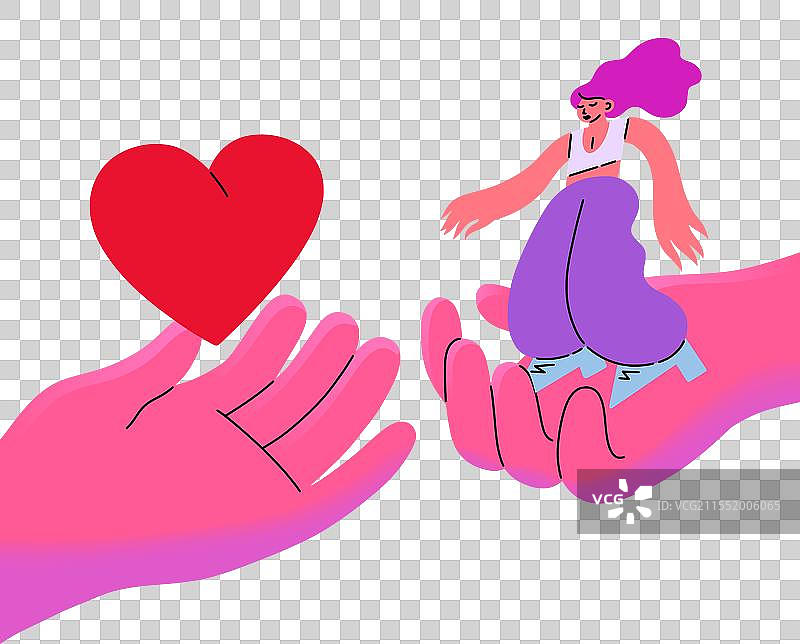 帮助的手分享和捐赠爱的心形图案在人类身上图片素材