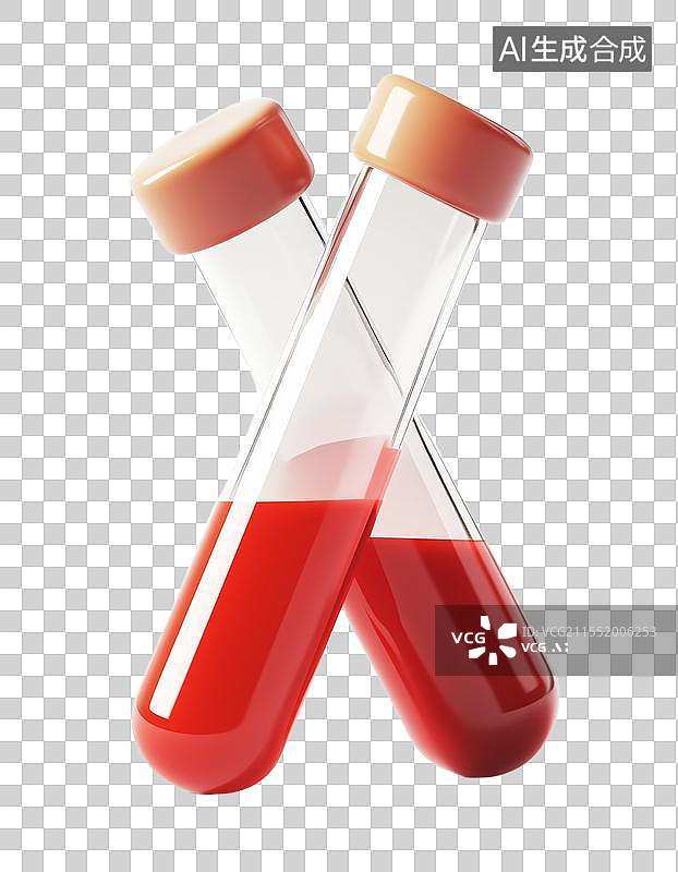 【AI数字艺术】3D粘土血液的医学试管元素图片素材