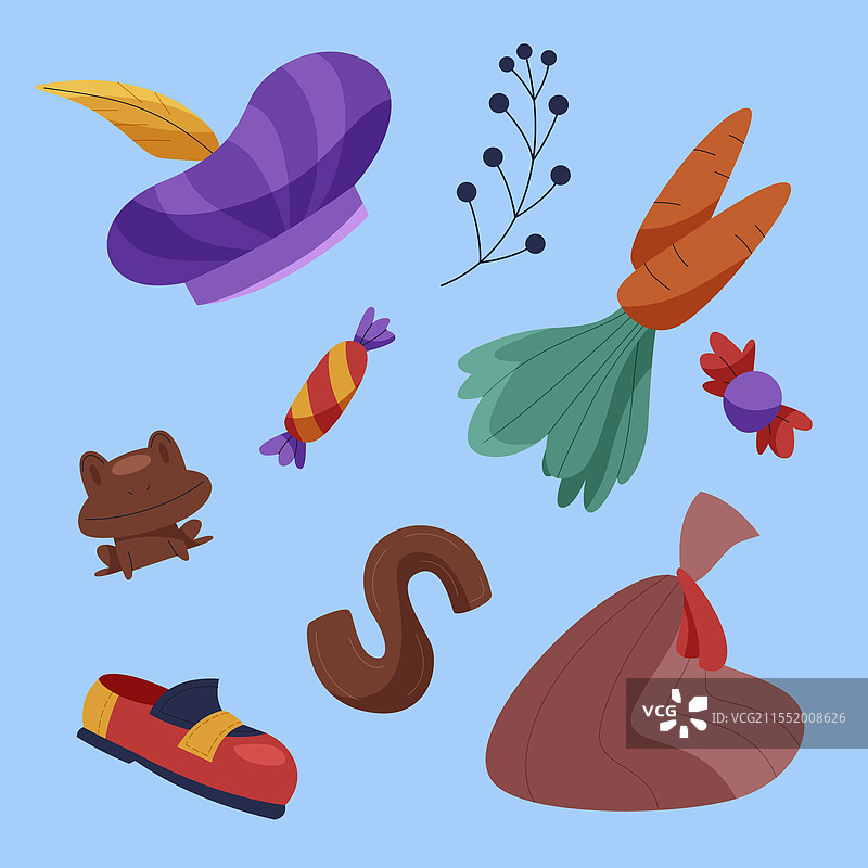 平面圣尼古拉斯元素集合图片素材