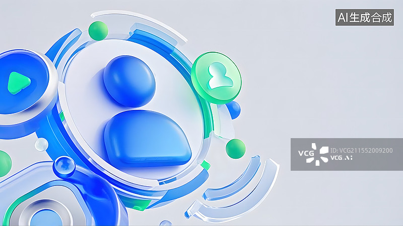 【AI数字艺术】3d卡通用户图标元素背景居左图片素材