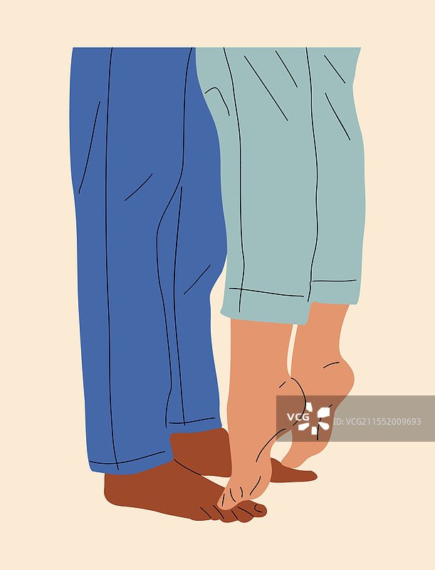 多种族情侣拥抱亲吻的腿部特写图片素材