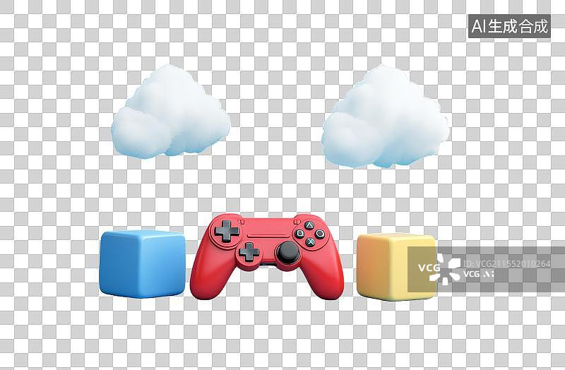 【AI数字艺术】虚拟现实卡通游戏手柄3D渲染免抠元素图片素材