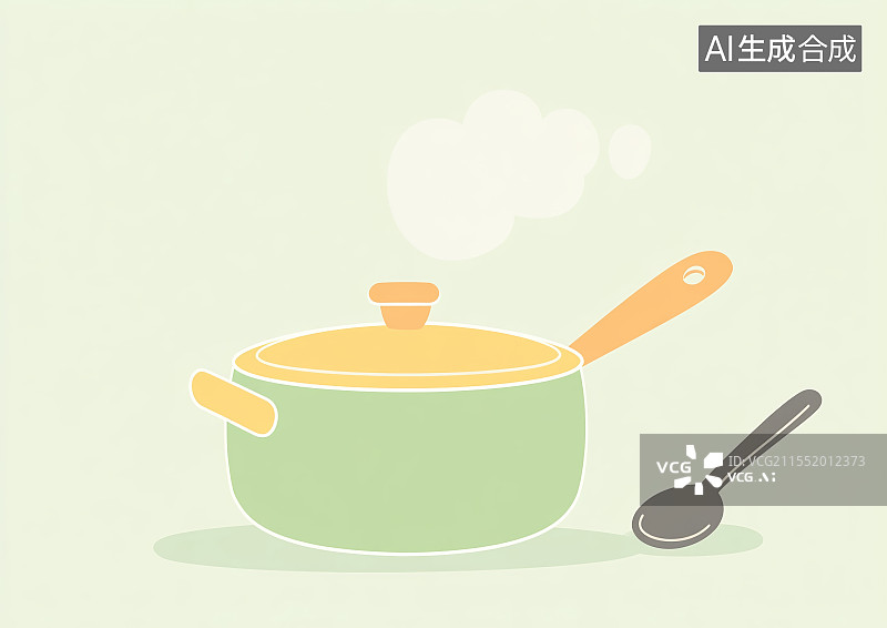 【AI数字艺术】烹饪厨具-锅和勺子图片素材