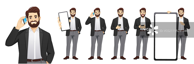 帅气的商务人士与手机套图片素材