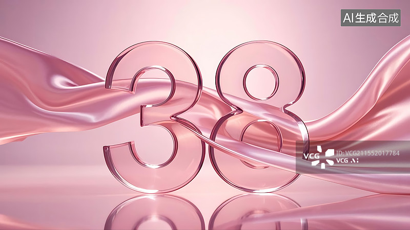 【AI数字艺术】三八妇女节女神节女生节透明粉色丝绸背景图片素材