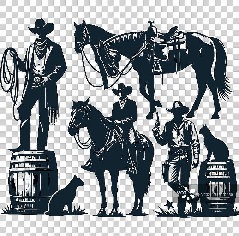 牛仔和女牛仔捆绑文件图片素材