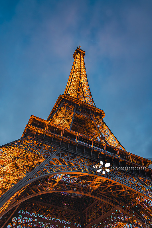 法国埃菲尔铁塔全景及夜景图片素材