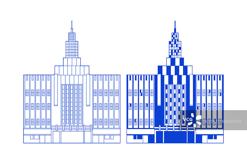 城市地标建筑上海百乐门线条矢量插画图片素材