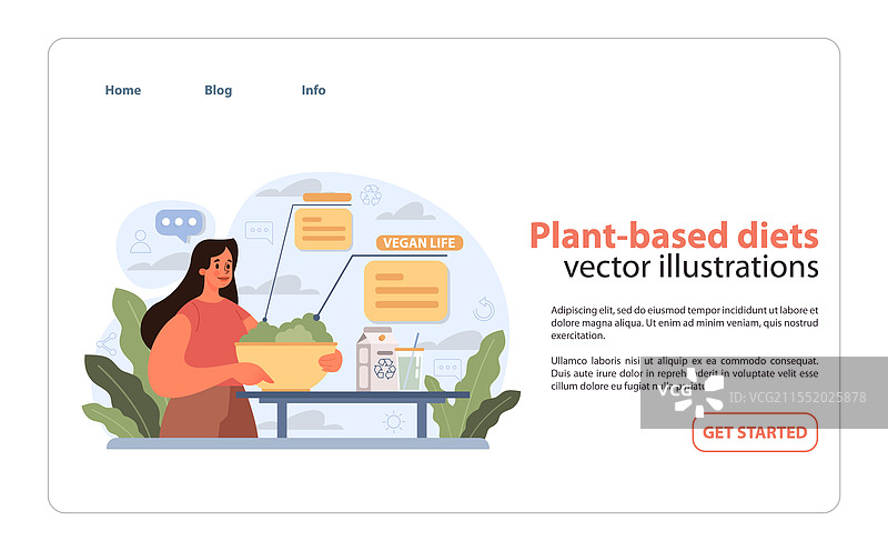 植物性饮食理念，快乐的女性正在准备食物图片素材