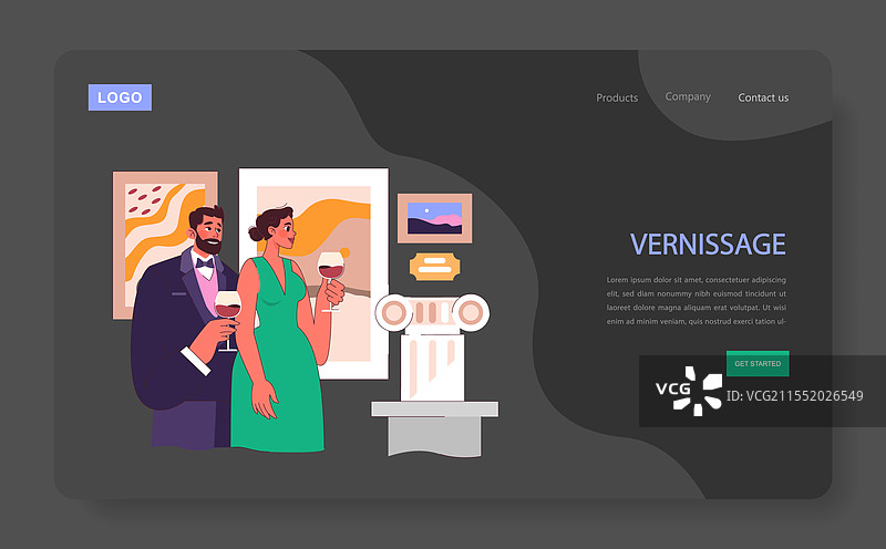 博物馆或艺术画廊的黑暗或夜间模式网页图片素材