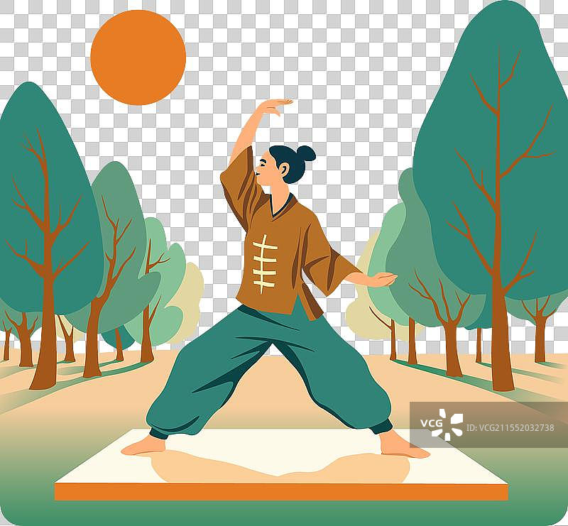 宁静的户外太极练习图片素材