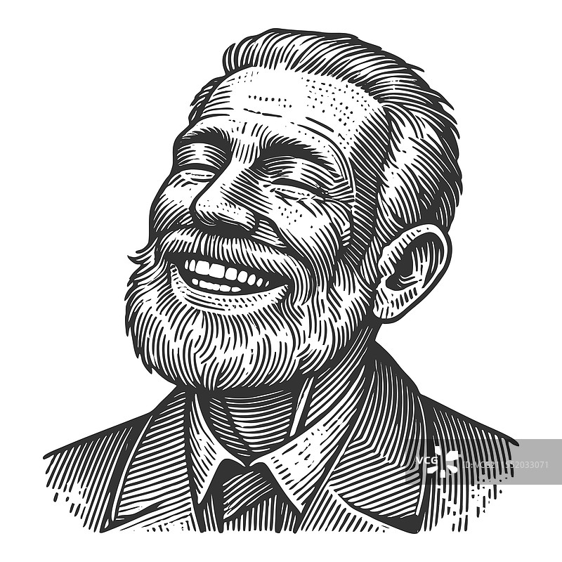 微笑的胡子老人图片素材