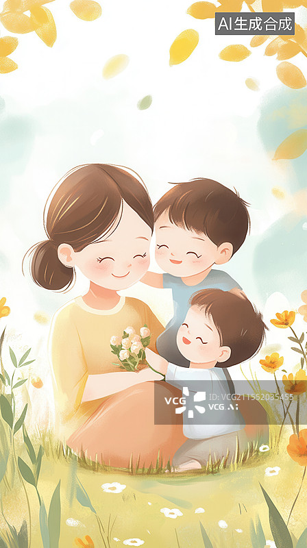【AI数字艺术】母亲节卡通插画图片素材
