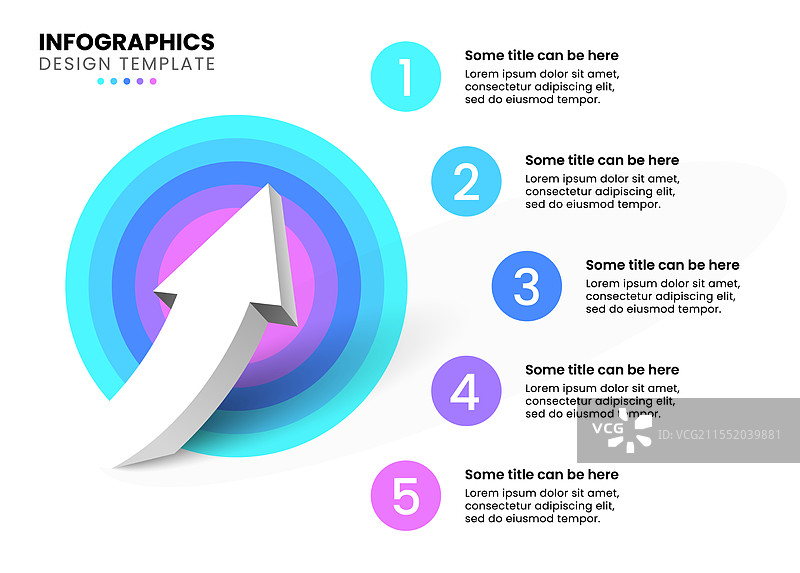 信息图模板，带有箭头和五个圆圈图片素材