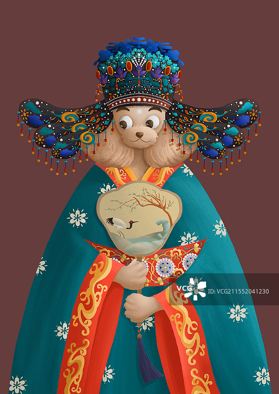 穿着传统服装的贵宾犬图片素材