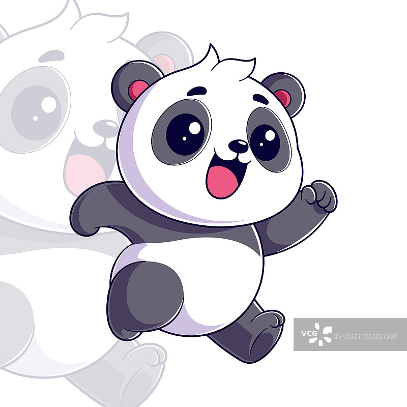 胖熊猫快乐地奔跑图片素材