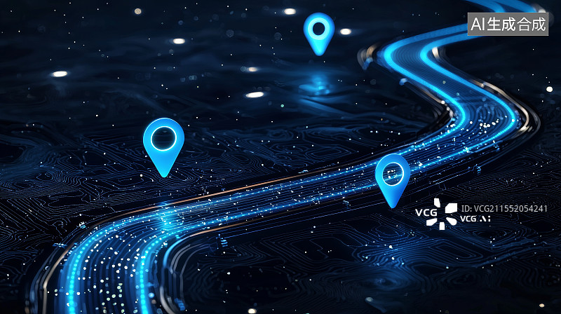【AI数字艺术】未来智能道路导航系统图片素材