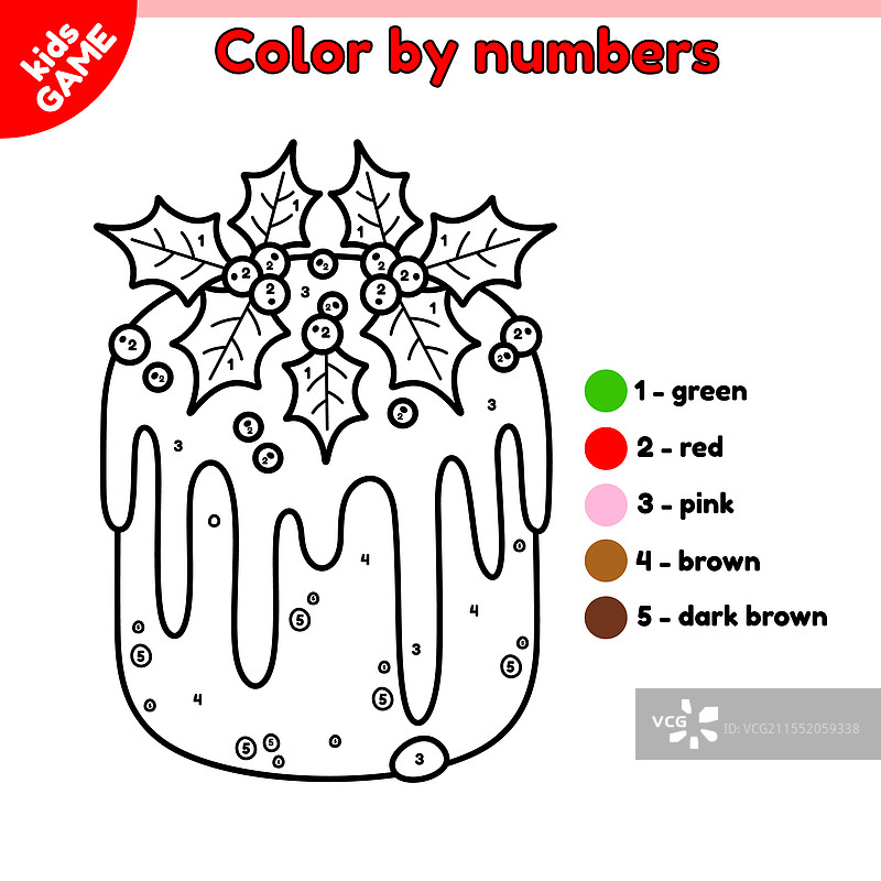 数字涂色页，主题为圣诞圆环蛋糕图片素材