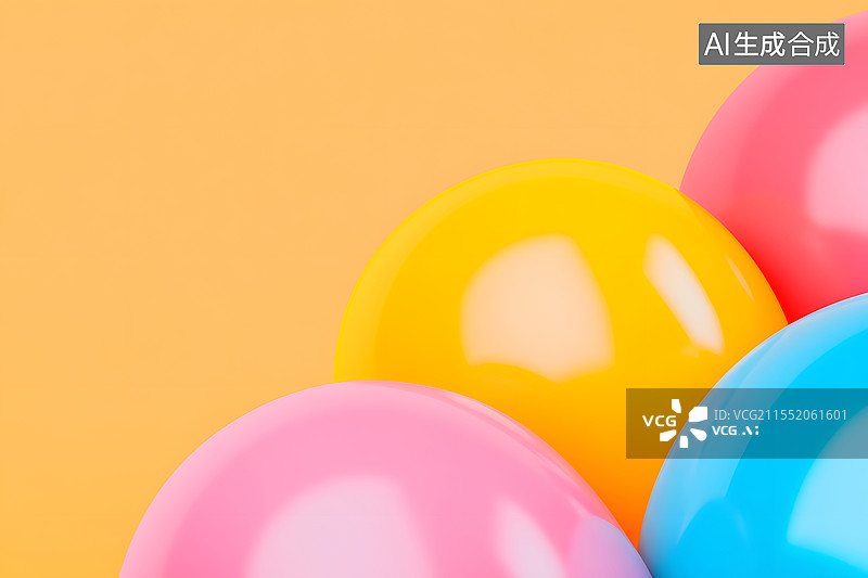 【AI数字艺术】节日庆祝气球派对的三维渲染插图图片素材