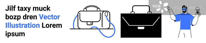 创意设计师手持手袋和公文包图片素材