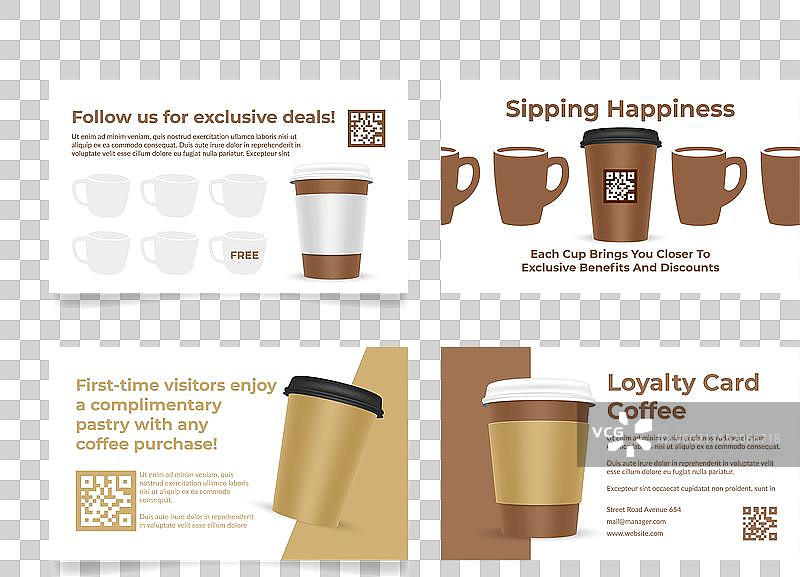 咖啡店忠诚卡奖励计划设计图片素材