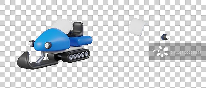 蓝色3D雪地摩托车从不同角度的视图图片素材