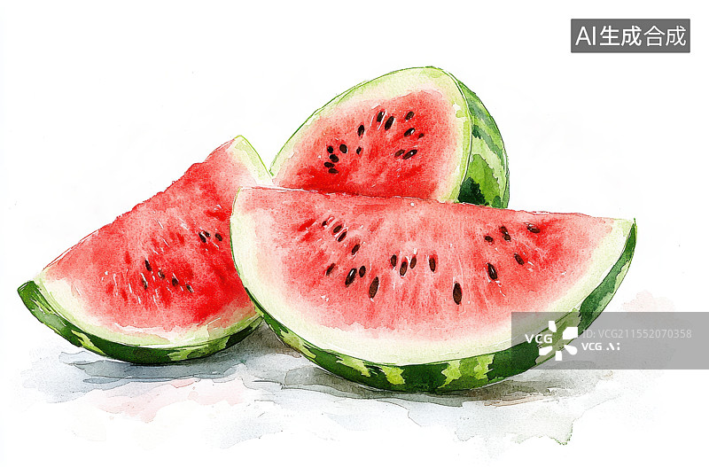 【AI数字艺术】夏天水彩风格水果西瓜图片素材