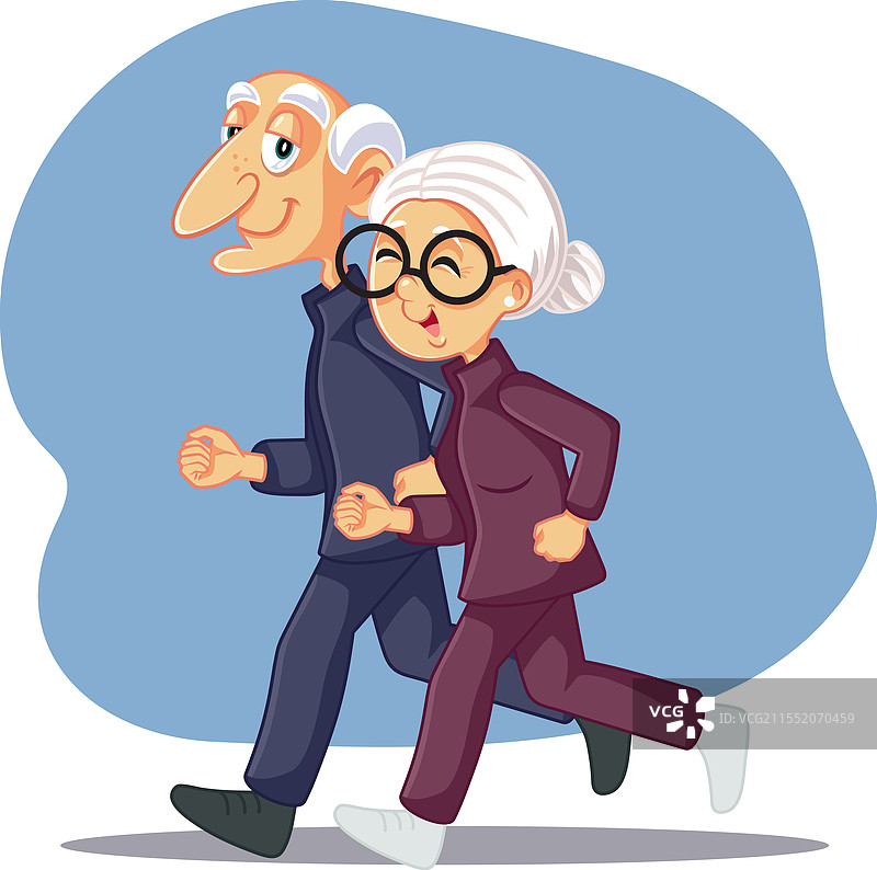 老年运动情侣一起跑步图片素材