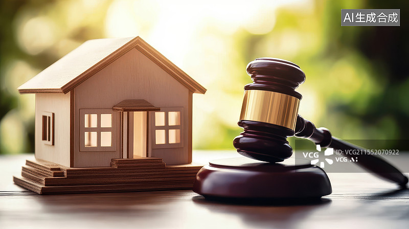 【AI数字艺术】法槌下的房屋交易图片素材