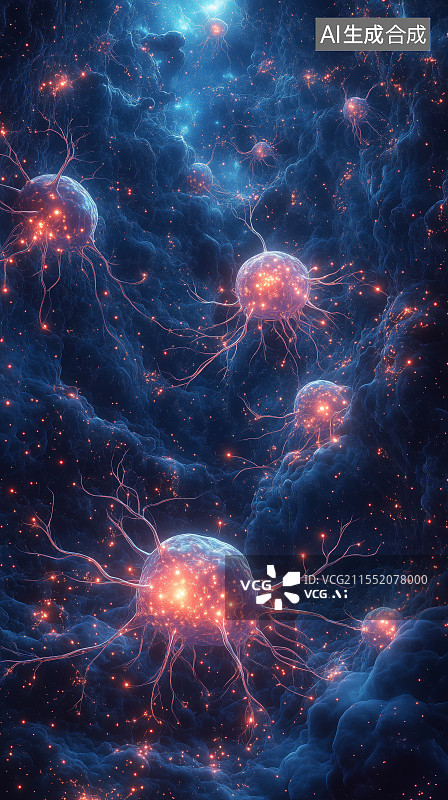 【AI数字艺术】病毒细胞的特写图片素材