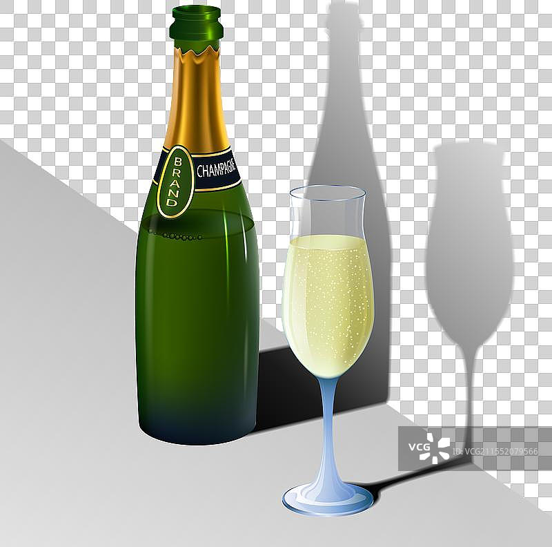 喝一瓶香槟和一杯酒图片素材