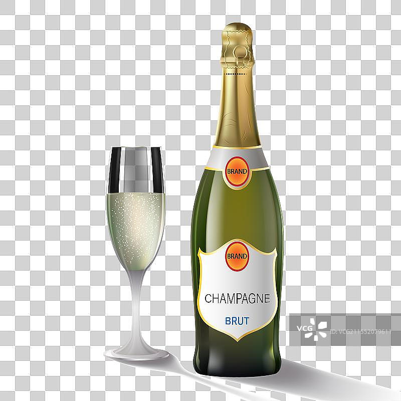 喝一瓶香槟和一杯香槟图片素材