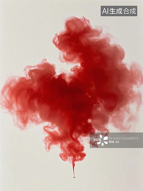【AI数字艺术】红色墨汁在水中晕染散开如梦幻云雾图片素材