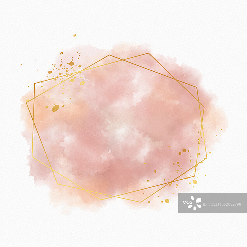 粉彩水彩画配金色框架图片素材