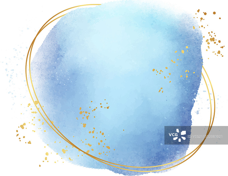 粉彩水彩画配金色框架图片素材