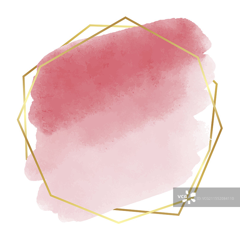 粉彩水彩画配金色框架图片素材