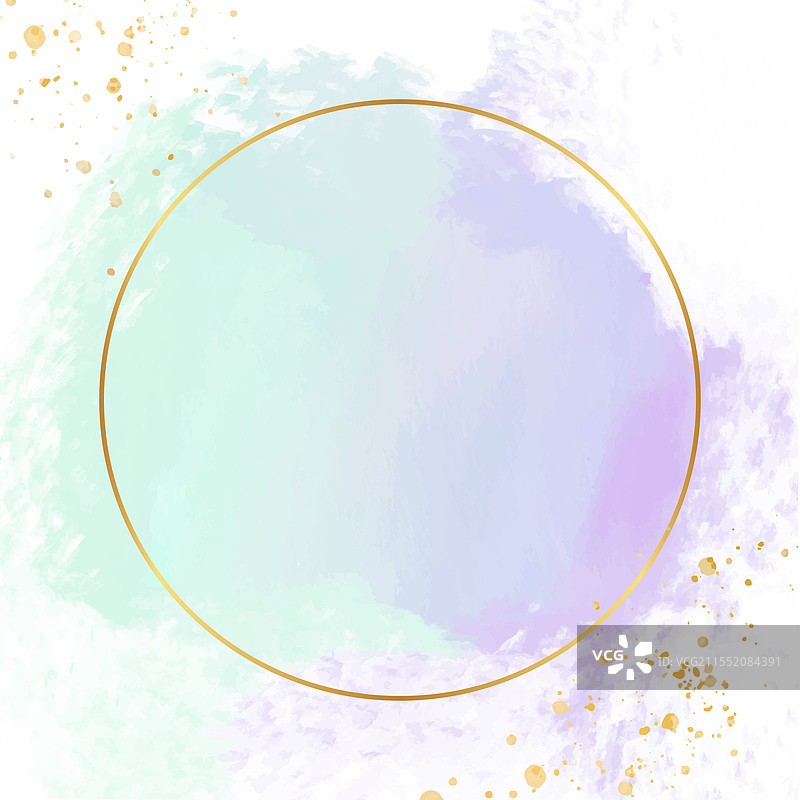 粉彩水彩画配金色框架图片素材