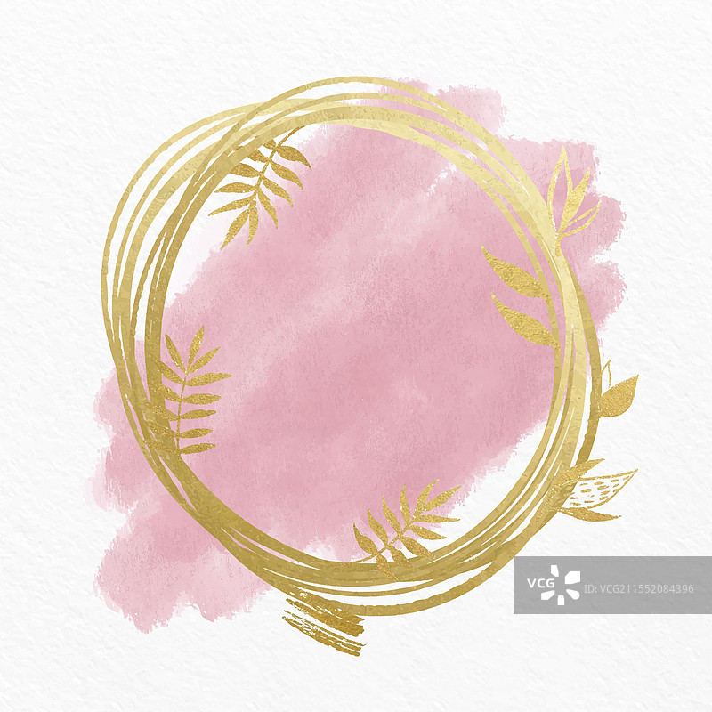 粉彩水彩画配金色框架图片素材