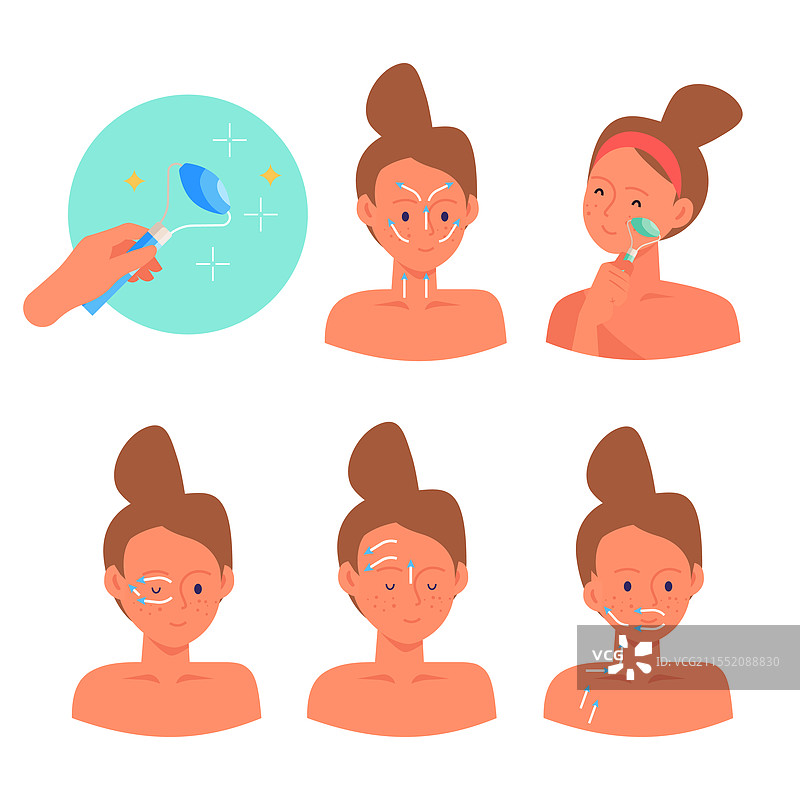 手绘面部按摩技巧套装图片素材