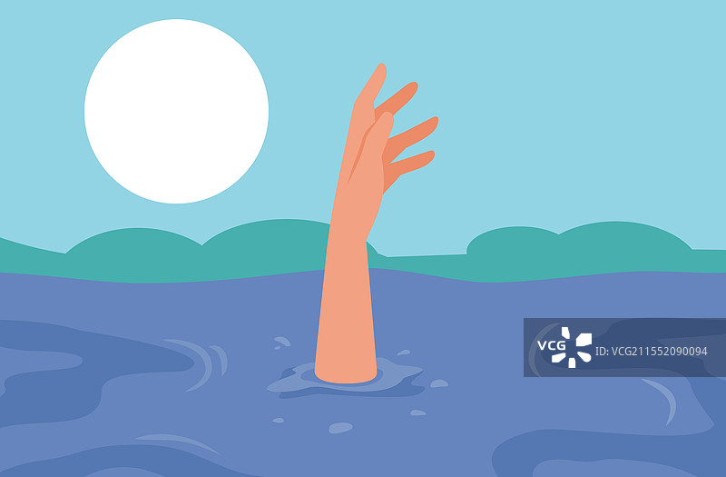 深水中的人处于危险中，正在呼救。图片素材