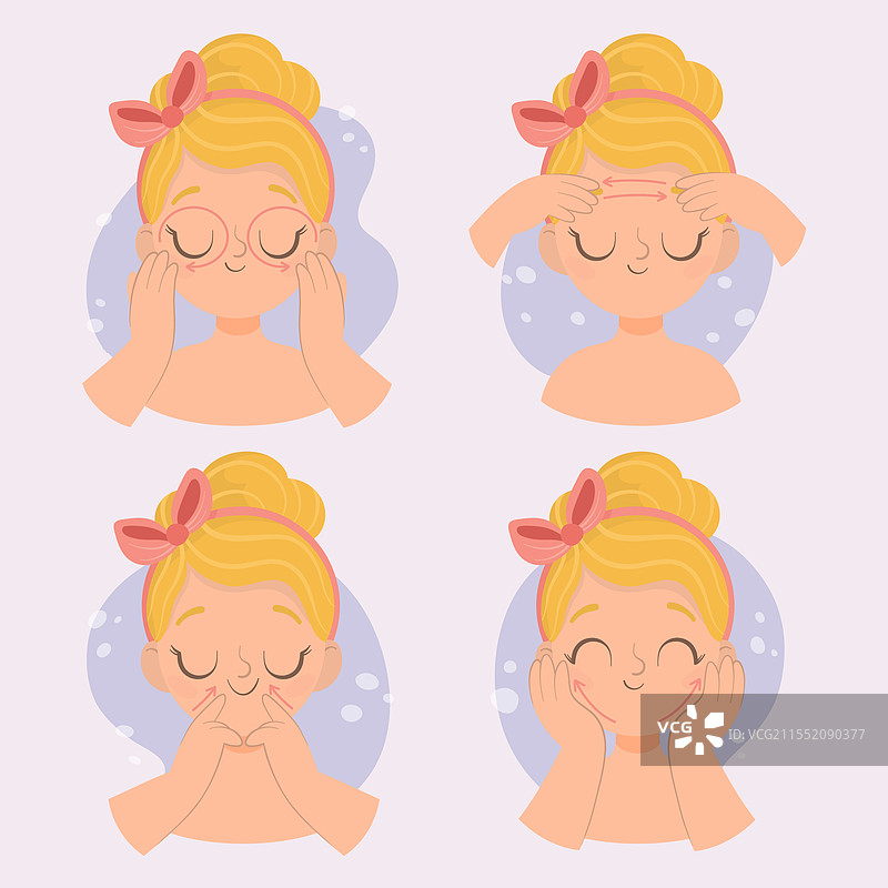 手绘面部按摩技巧图片素材